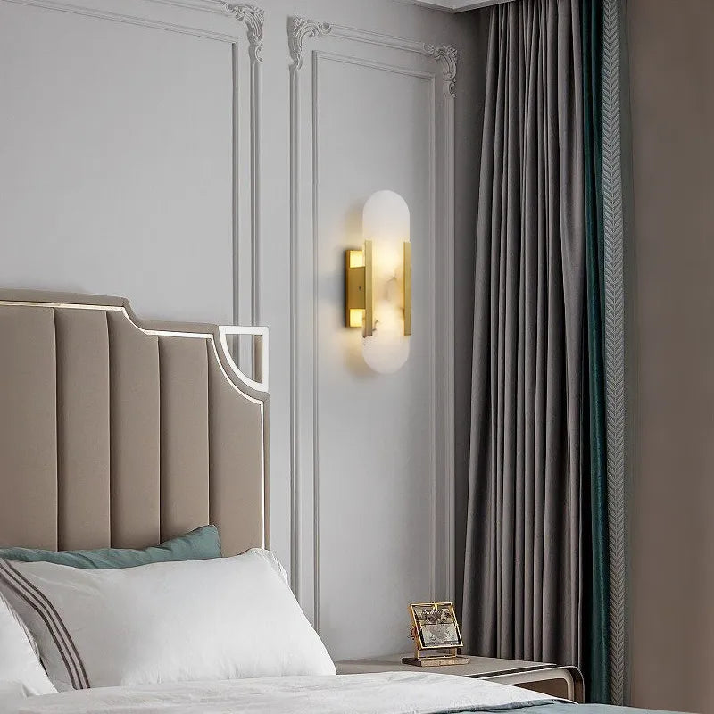 Luxury Corrosion-resistant Marble Brass Bedside Wall Light