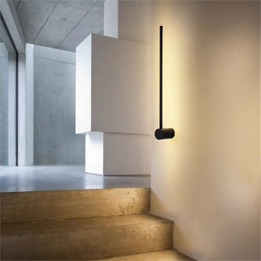 Minimalist Rotatable Linear Black Wall Light for Living Room