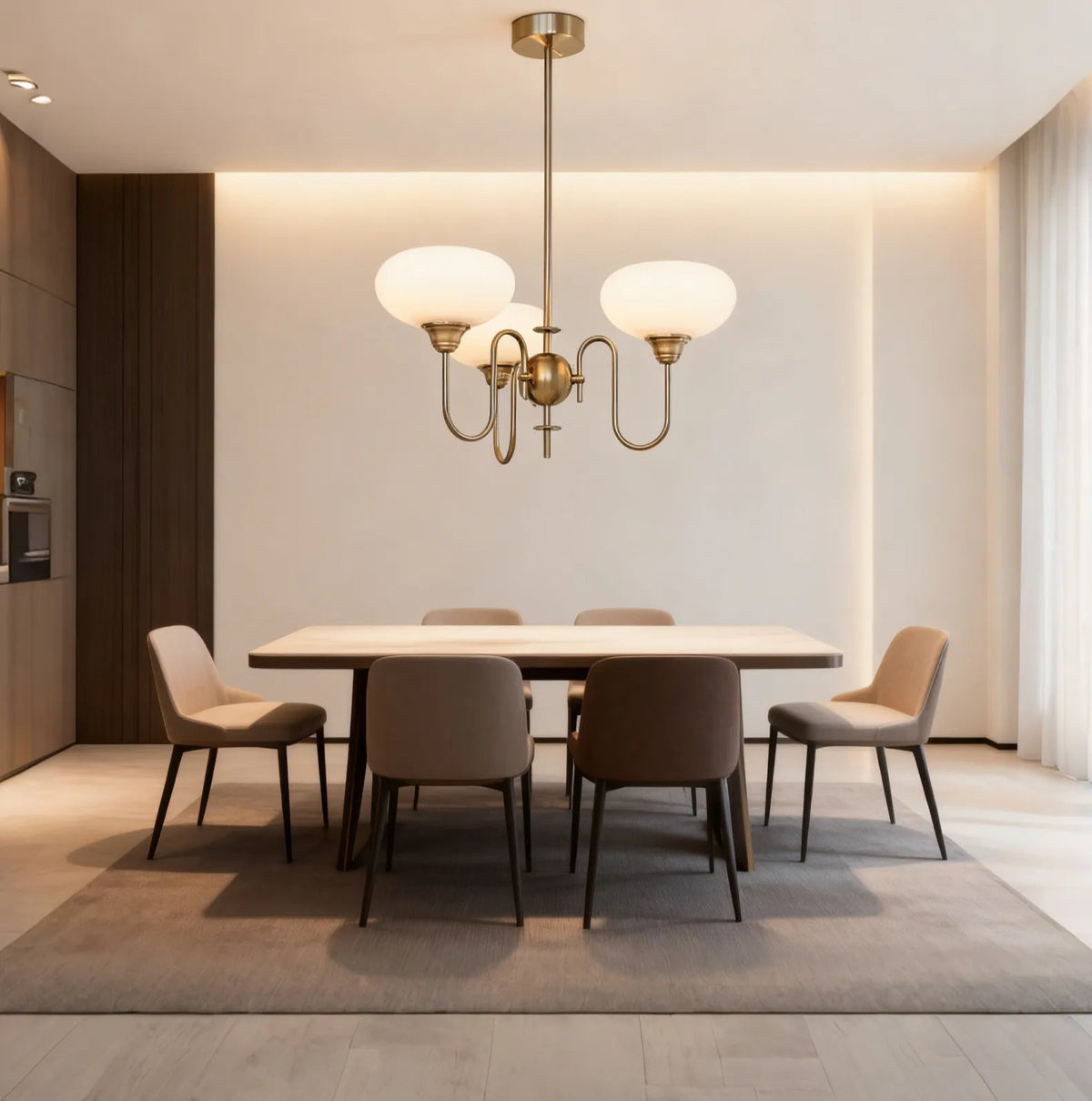 Mid-Century Glass Persimmon Chandelier for Dining Room