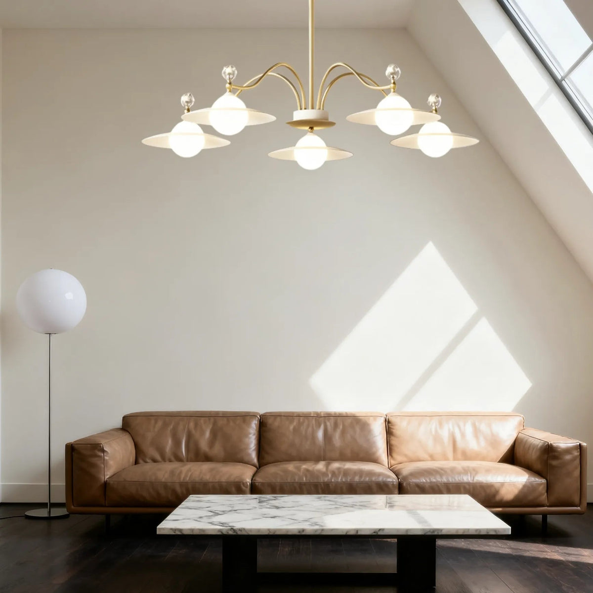 Luxury Saturn Glass Gold Chandelier for Living Room