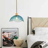 Modern Blue Glass Petal Pendant Light for Bedroom