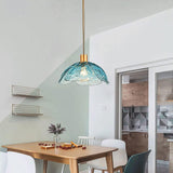 Modern Blue Glass Petal Pendant Light for Bedroom