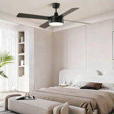 Industrial Matte Black Silent Ceiling Fan with Light