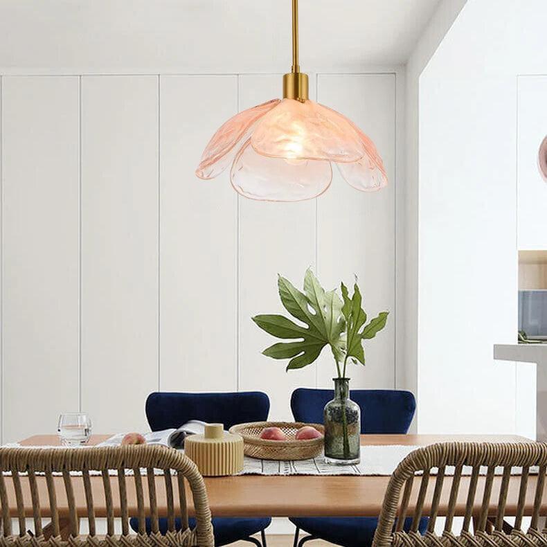 Modern Blue Glass Petal Pendant Light for Bedroom