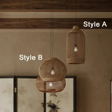 Chinese Zen Rattan Ceiling Light Pendants for Bedroom