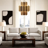 Contemporary Copper Sculptural Chandelier for Living Room
