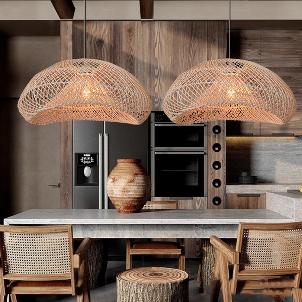Boho Rattan Pendant Lighting for Dining Room