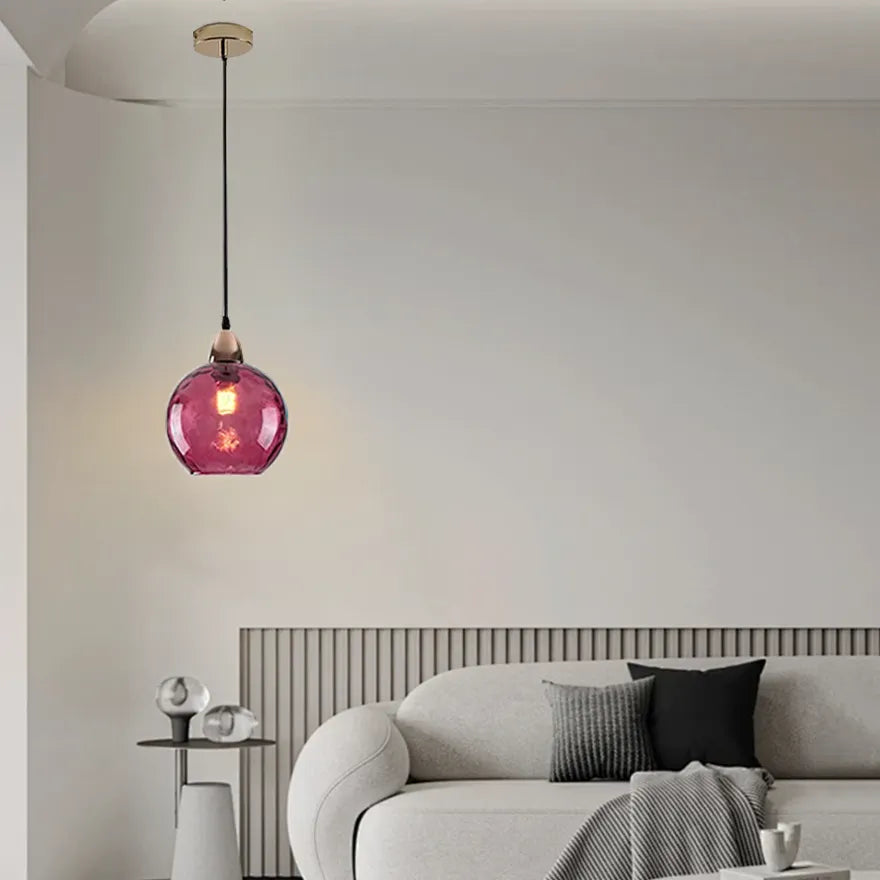 Nordic Multi-Coloured Water Ripple Glass Globe Pendant Light
