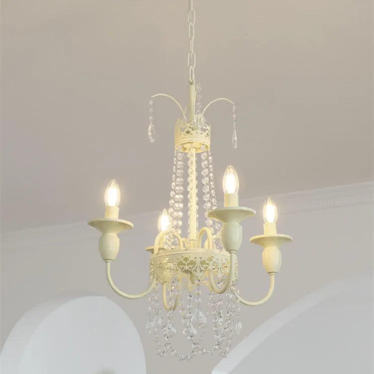 French Cream LED Crystal Candle Chandelier