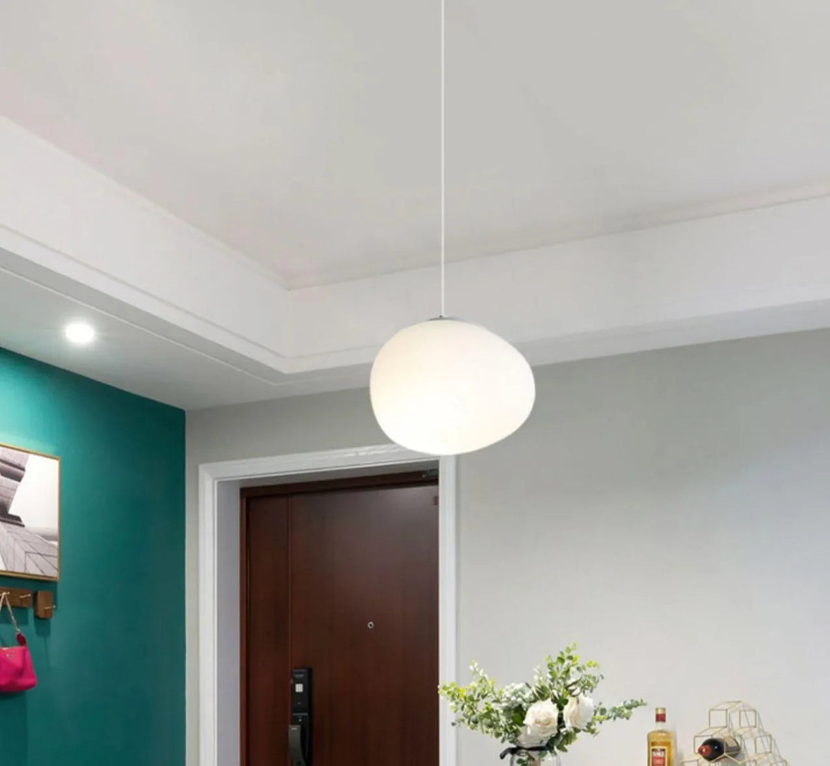 Decorative Pebble White Glass Pendant Light for Stairwell