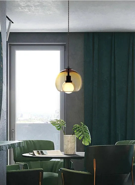 Modern Spherical Glass Pendant Lighting for Dining Room