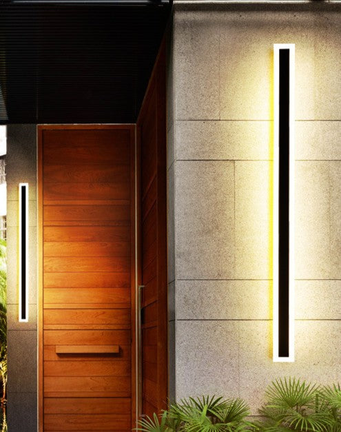 Black Minimalist Edge Radiation Linear LED Outdoor Wall Light