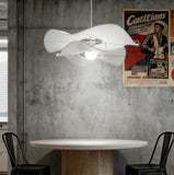 White Lotus Leaf Fabric Pendant Light for Dining Room