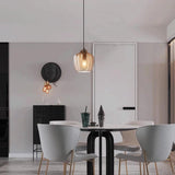 Nordic Geometric Ribbed Glass Pendant Light for Dining Room
