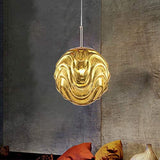 Nordic Brass Stripe Glass Pendant Globe Light