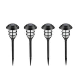 Modern Solar Spike Lights 4 Pack in Black Metal for Garden Paths