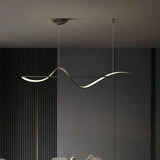 Contemporary Wave Pendant Light Metal Dimmable for Dining Room