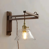 Vintage Wood Wall Light Adjustable for Bedroom, Anti-Glare