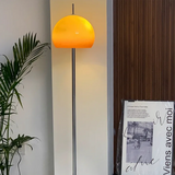 Vintage Tri-Color Adjustable Floor Lamp with Orange Glass Dome Shade