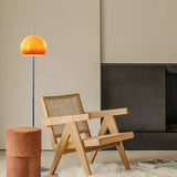 Vintage Tri-Color Adjustable Floor Lamp with Orange Glass Dome Shade