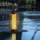 Outdoor Lantern Floor Light Solar with Black Metal for Patio