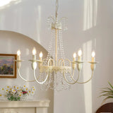 Antique White Crystal Chandelier for Living Room, Anti-Glare