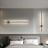 Minimalist Linear Wall Light Black Metal Dimmable for Living Room
