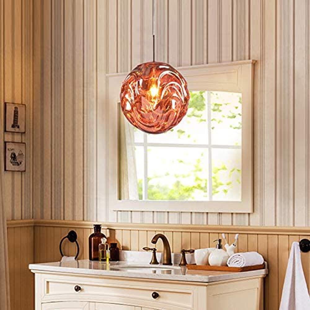 Nordic Brass Stripe Glass Pendant Globe Light