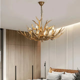 Rustic Deer Antler Chandelier With Anti Glare Lighting for Living Rooms