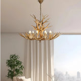 Rustic Deer Antler Chandelier With Anti Glare Lighting for Living Rooms