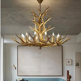 Rustic Deer Antler Chandelier With Anti Glare Lighting for Living Rooms