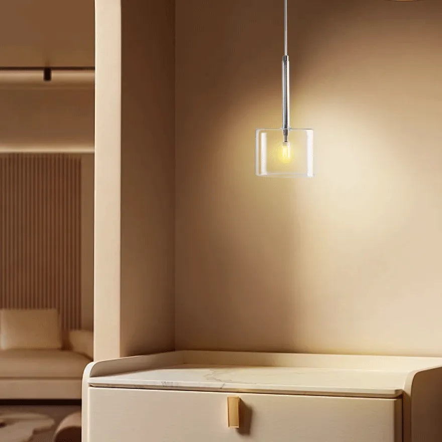 Modern Cylinder Glass Pendant Light for Bedside
