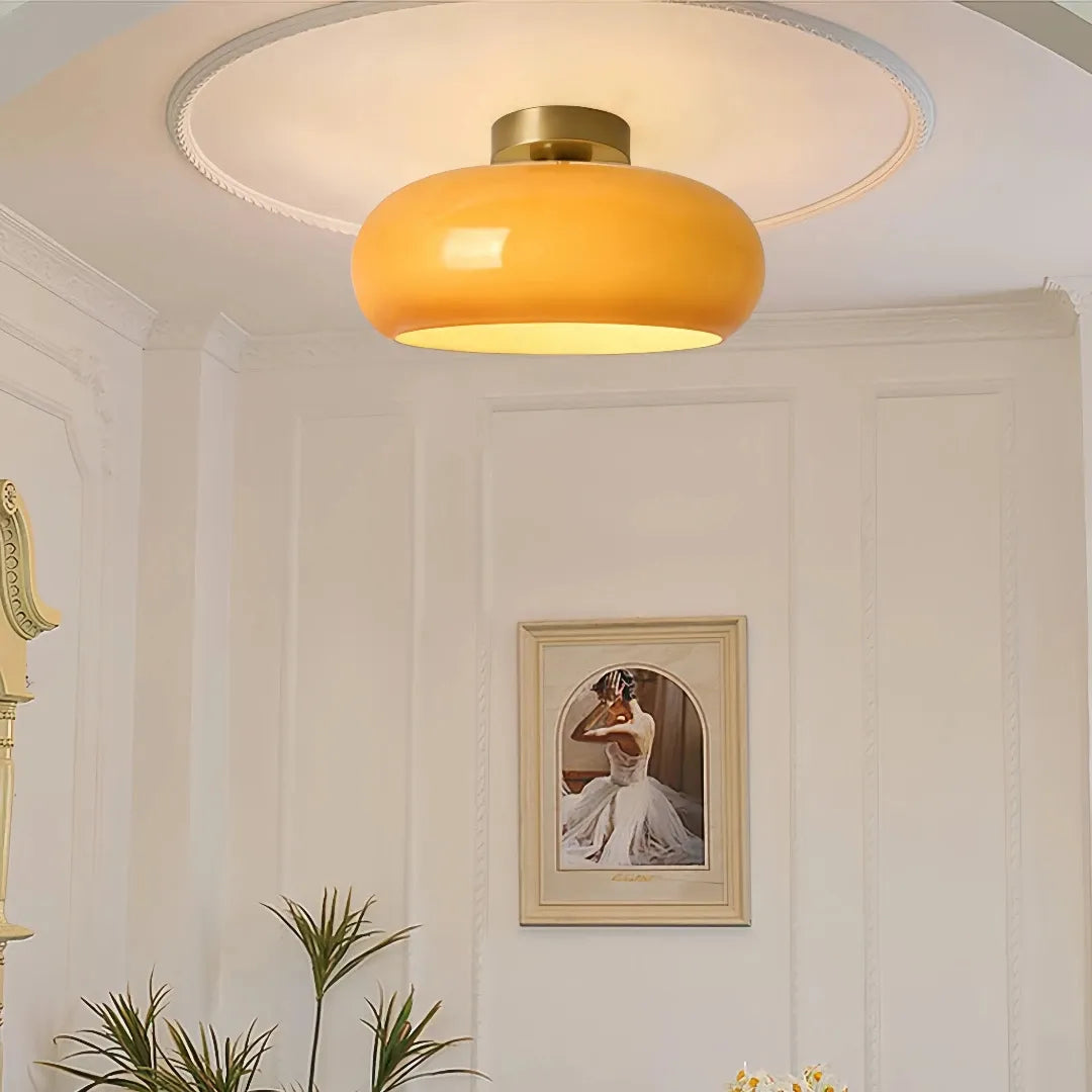 Bauhaus Retro Glass Flush Ceiling Light for Hallways