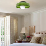 Nordic Green Glass Flush Mount Ceiling Light for Bedroom