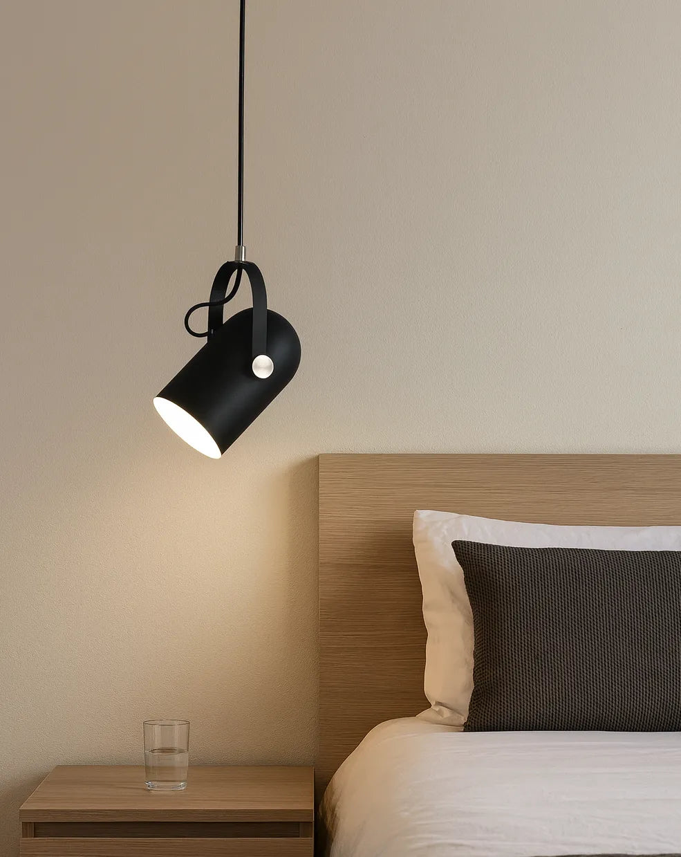 Morandi Metal Bedside Pendant Light Fixture with Rotatable Design