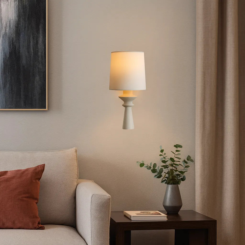 Vintage Fabric Wood Wall Light In Living Room