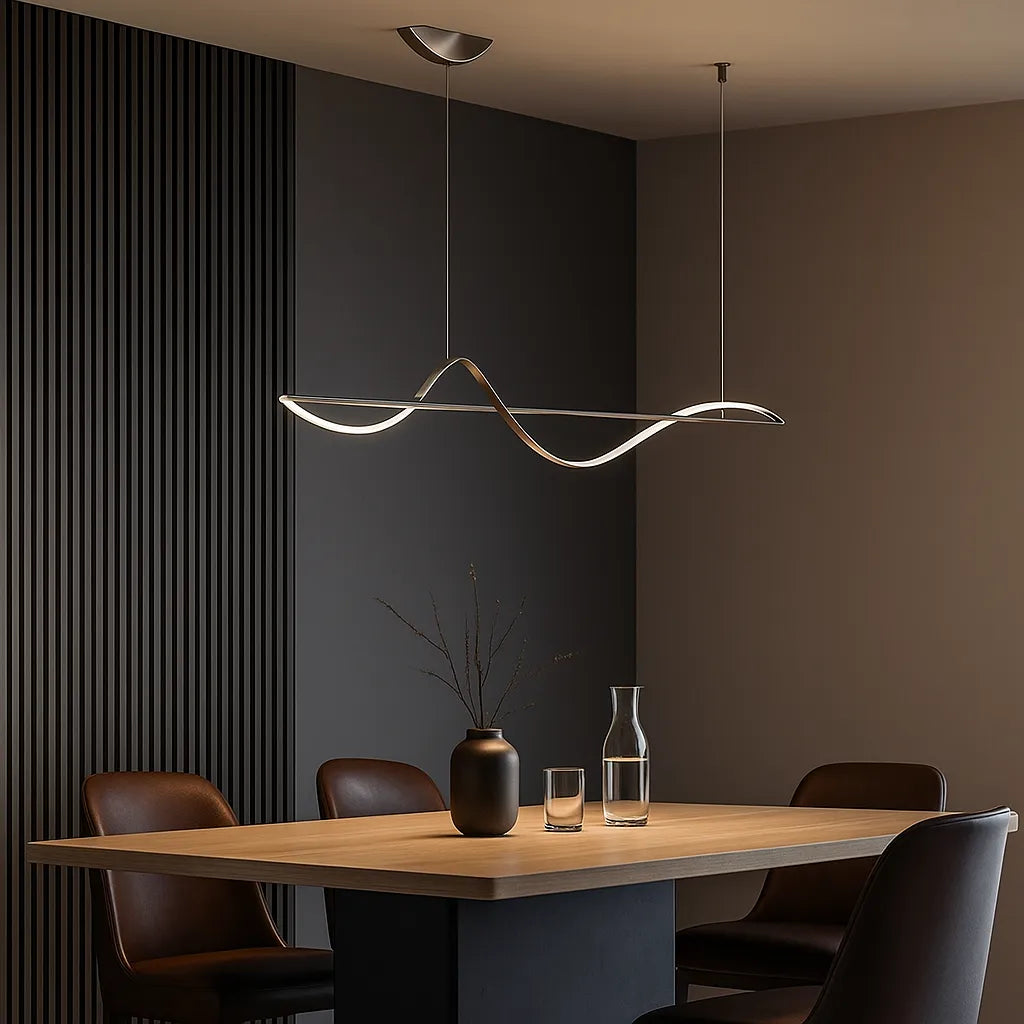 Contemporary Wave Pendant Light Metal Dimmable for Dining Room