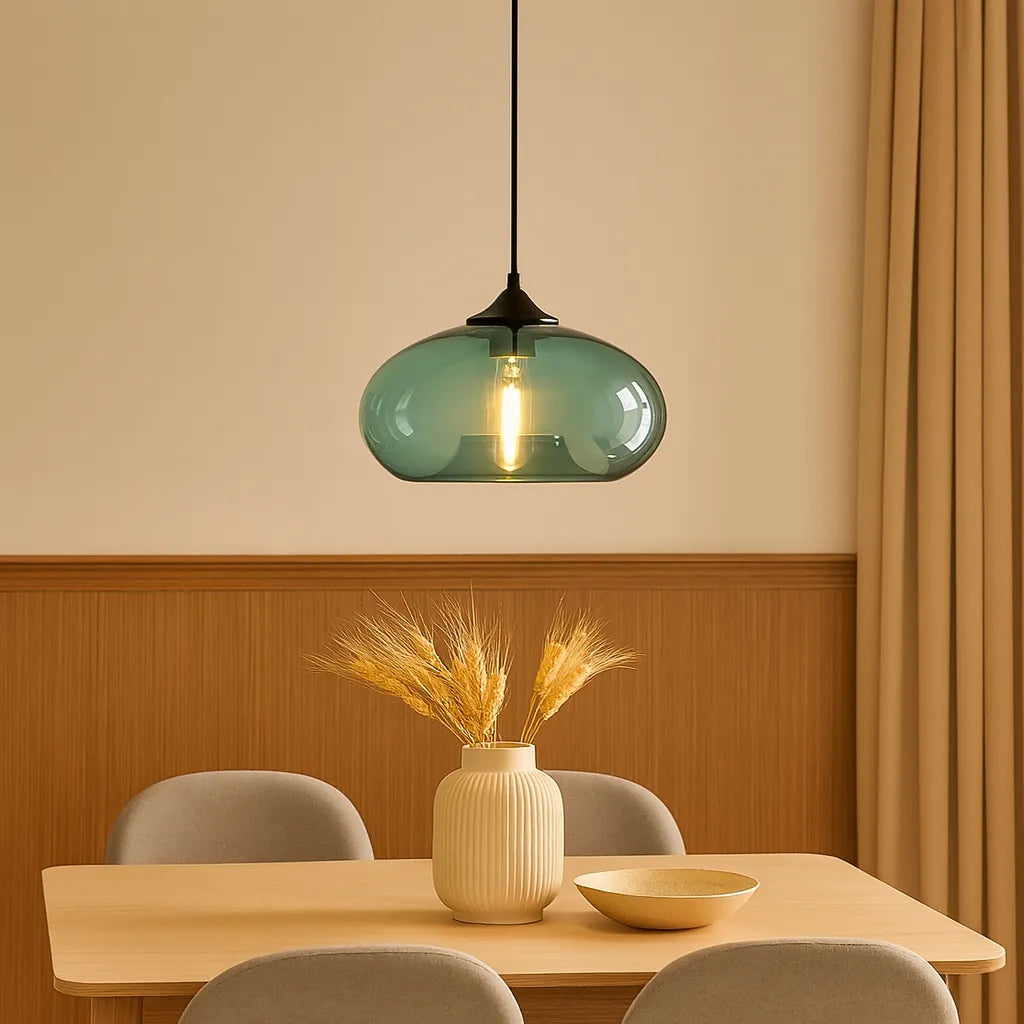 Retro Colorful Glass Pendant Light LED Dimmable for Dining Rooms