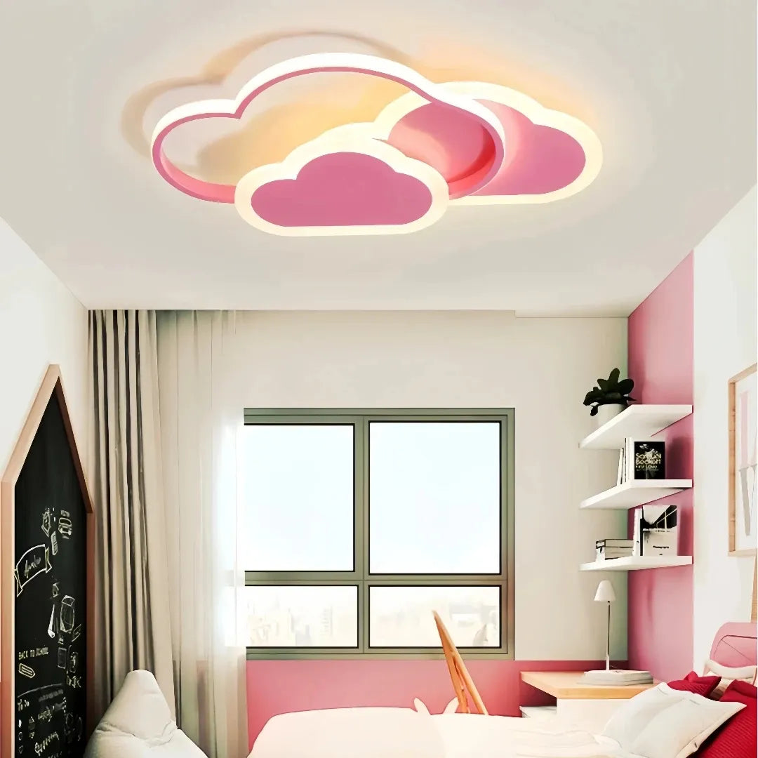 Front view of a cloud flush ceiling light for children