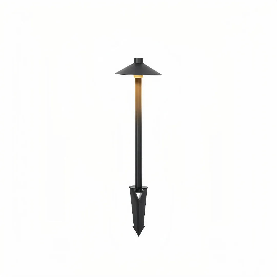 Outdoor mushroom pathway light with ground spike installation