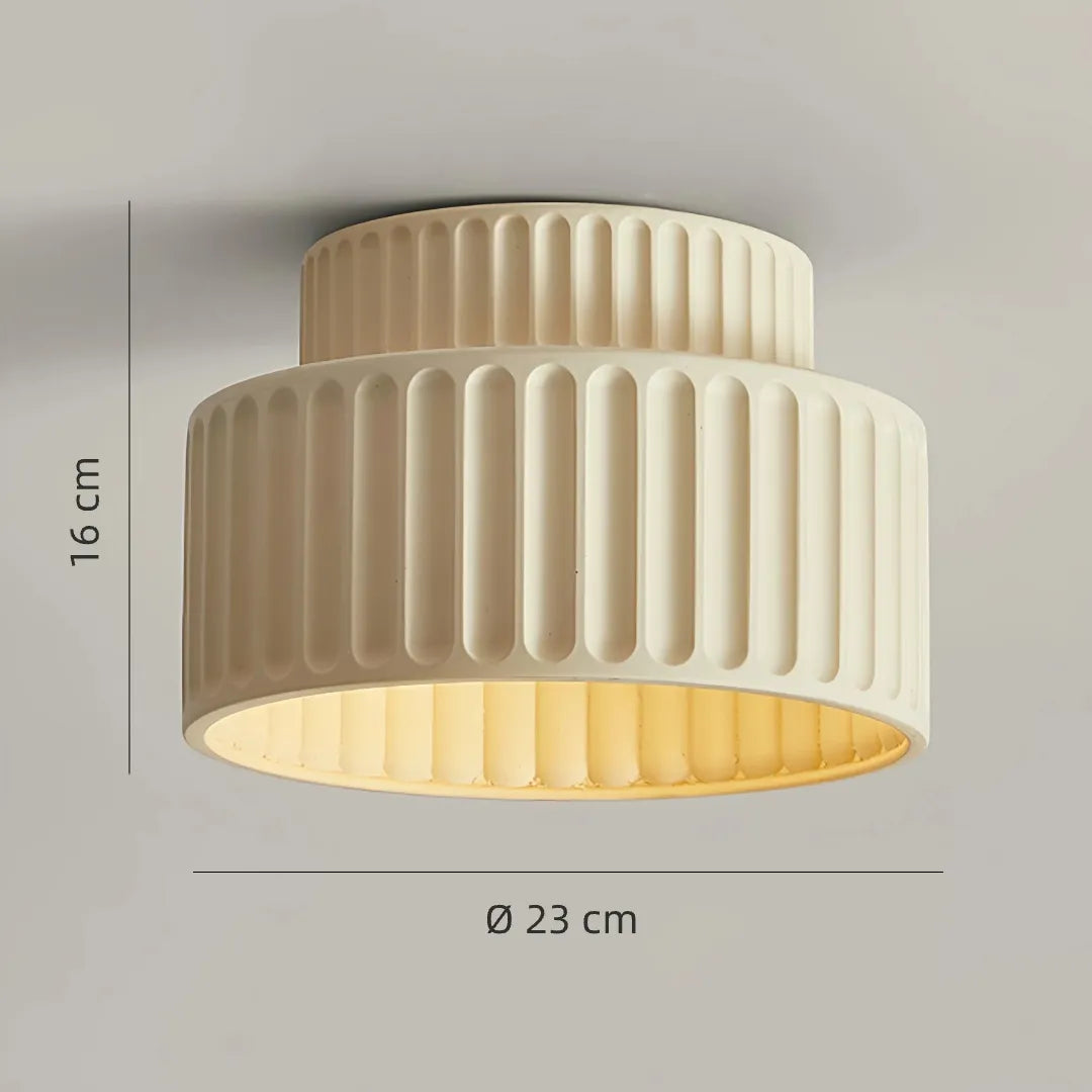 Dimensions of the cream ribbed flush ceiling light