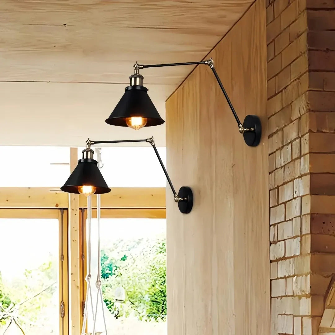 Adjustable wall lamp shown with 20+20 cm arm option
