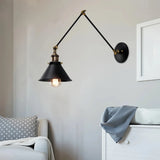 Adjustable industrial swing arm wall light in distressed metal finish