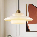 American White Glass Pendant Light for Bedroom