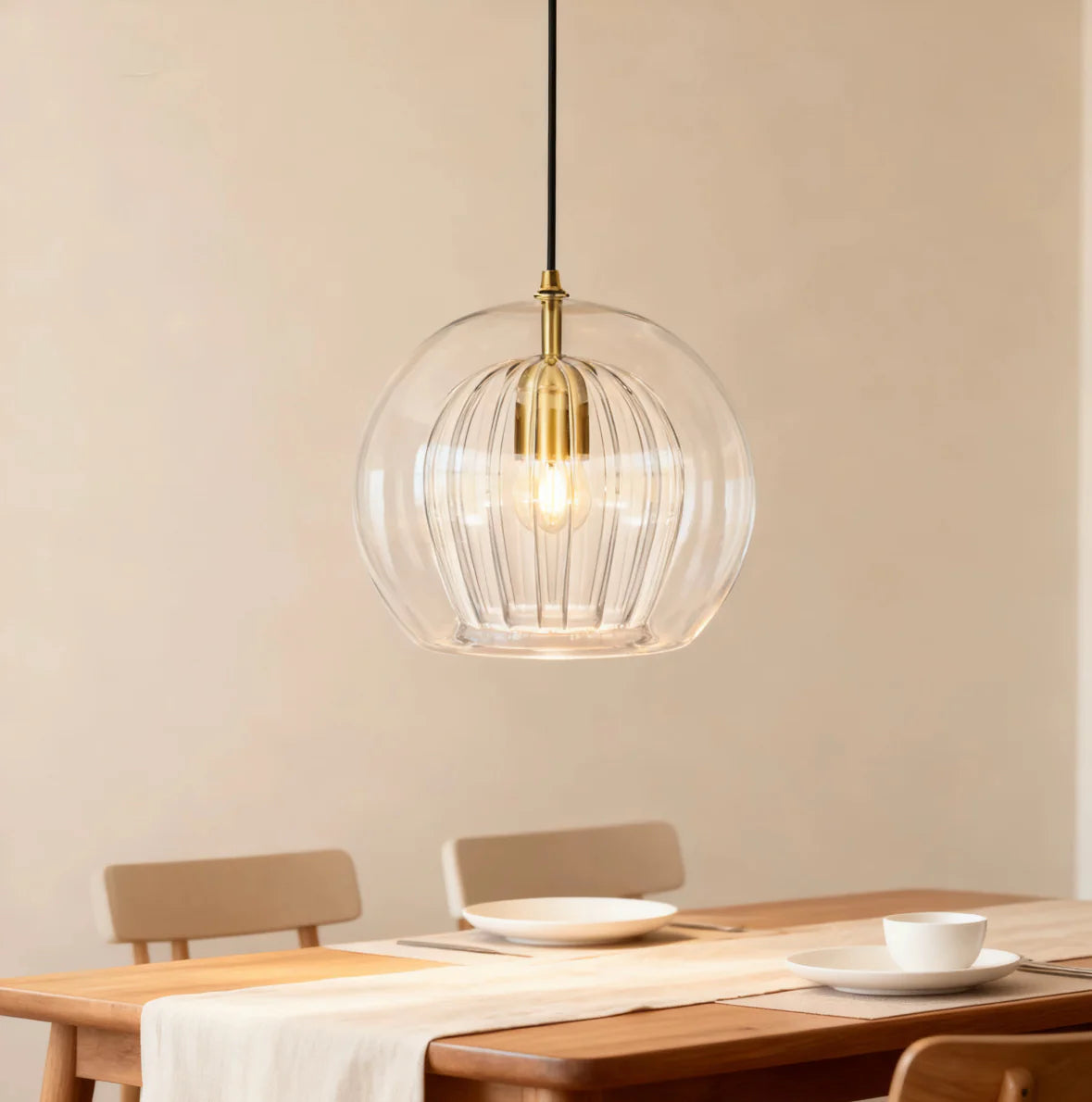 Modern Double Glass Ball Pendant Light for Dining Room