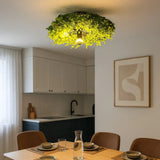 Artificial Green Plant Flush Ceiling Light