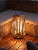 Outdoor Solar Bamboo Floor Lamp with Woven Design