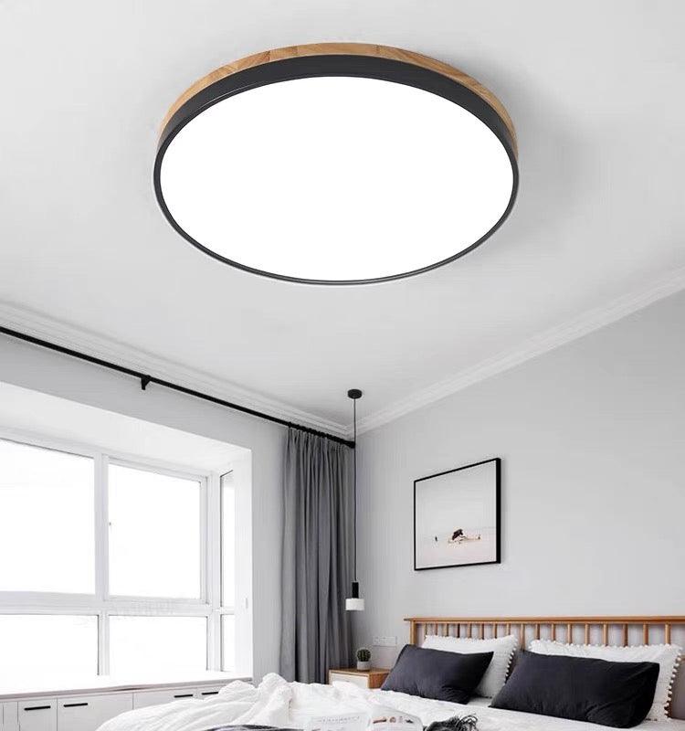 Nordic Circular Wooden Ceiling Lights for Bedroom