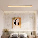 Scandi Linear Flush Ceiling Light wood for Hallway, Durable
