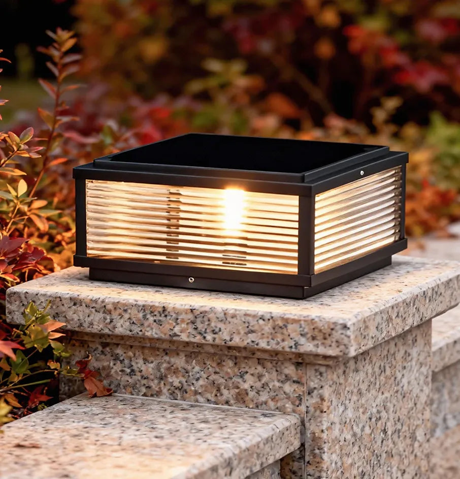Modern Solar Garden Pillar Light IP65 Glass, Three Colour Temperature